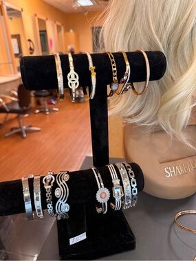 Gold and Silver Women's Bangle Set - Mixed Metal Stackable Bracelets